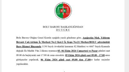 BOLU BAROSU 2024 YILI OLAĞAN GENEL KURUL DUYURU VE GÜNDEMİ